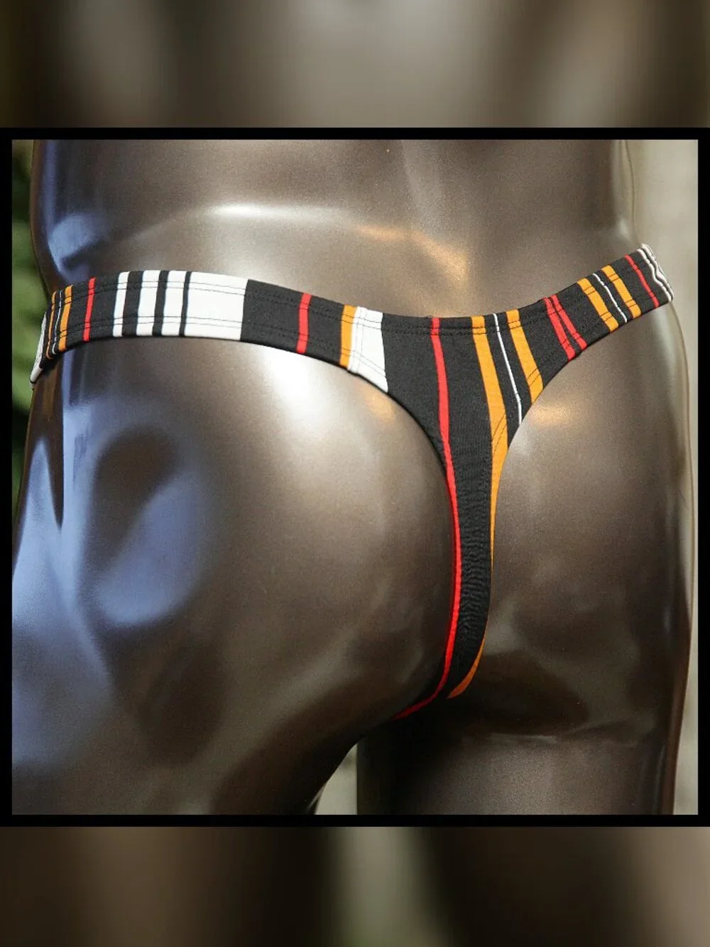 Mens Striped Print 1 1/4 Sides Thong Handmade